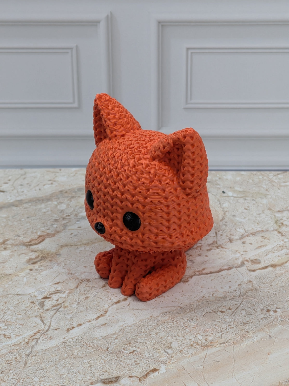 2.75" Faux Crochet Fox Figurine 3D Printed Knit Woodland Desk Pet Autumn Decor