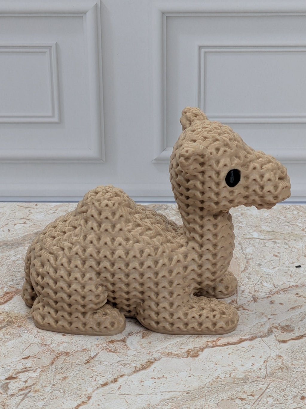 3" Faux Crochet Camel Figurine 3D Printed Knit Desert Animal Desk Pet Nativity Decor
