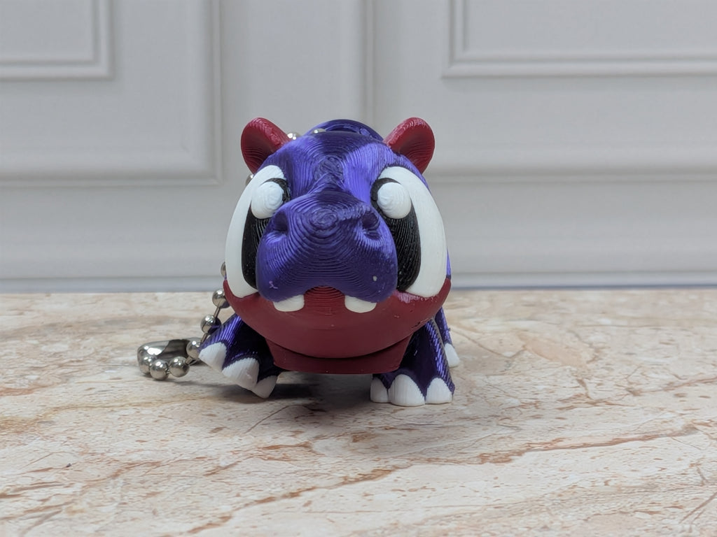 Flexi Hippo Keychain Buddy 3D Printed Articulated Desk Pet Backpack Charm
