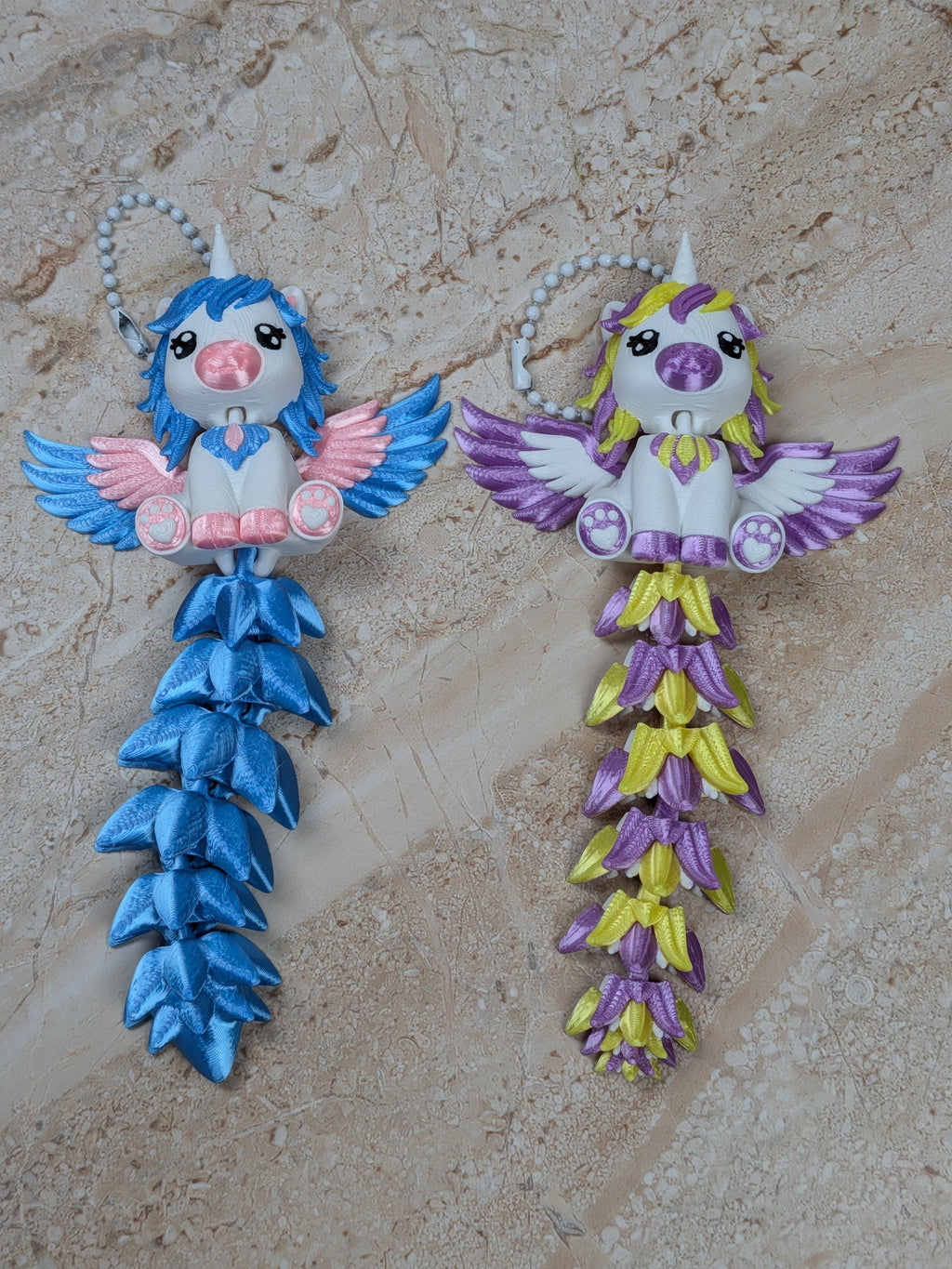 Flexi Alicorn Keychain Buddy 3D Printed Winged Unicorn Pegasus Fidget Backpack Charm