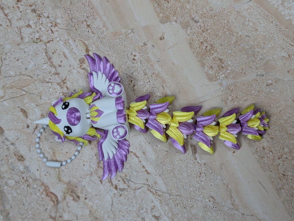 Flexi Alicorn Keychain Buddy 3D Printed Winged Unicorn Pegasus Fidget Backpack Charm