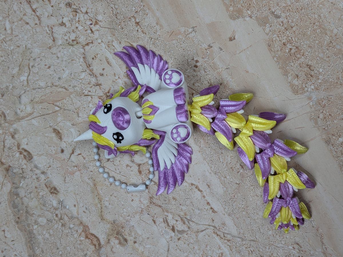 Flexi Alicorn Keychain Buddy 3D Printed Winged Unicorn Pegasus Fidget Backpack Charm