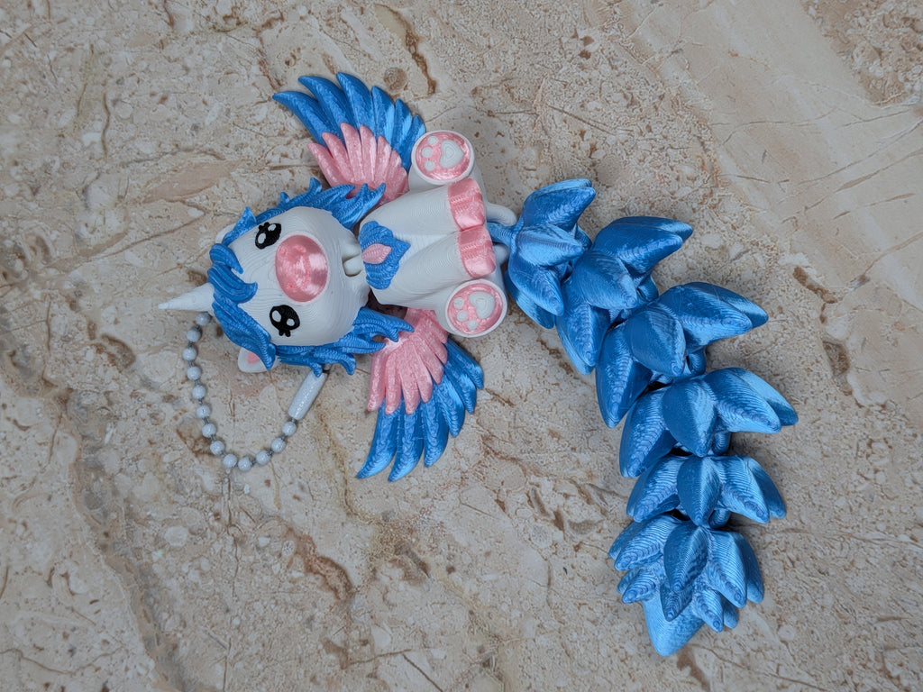 Flexi Alicorn Keychain Buddy 3D Printed Winged Unicorn Pegasus Fidget Backpack Charm