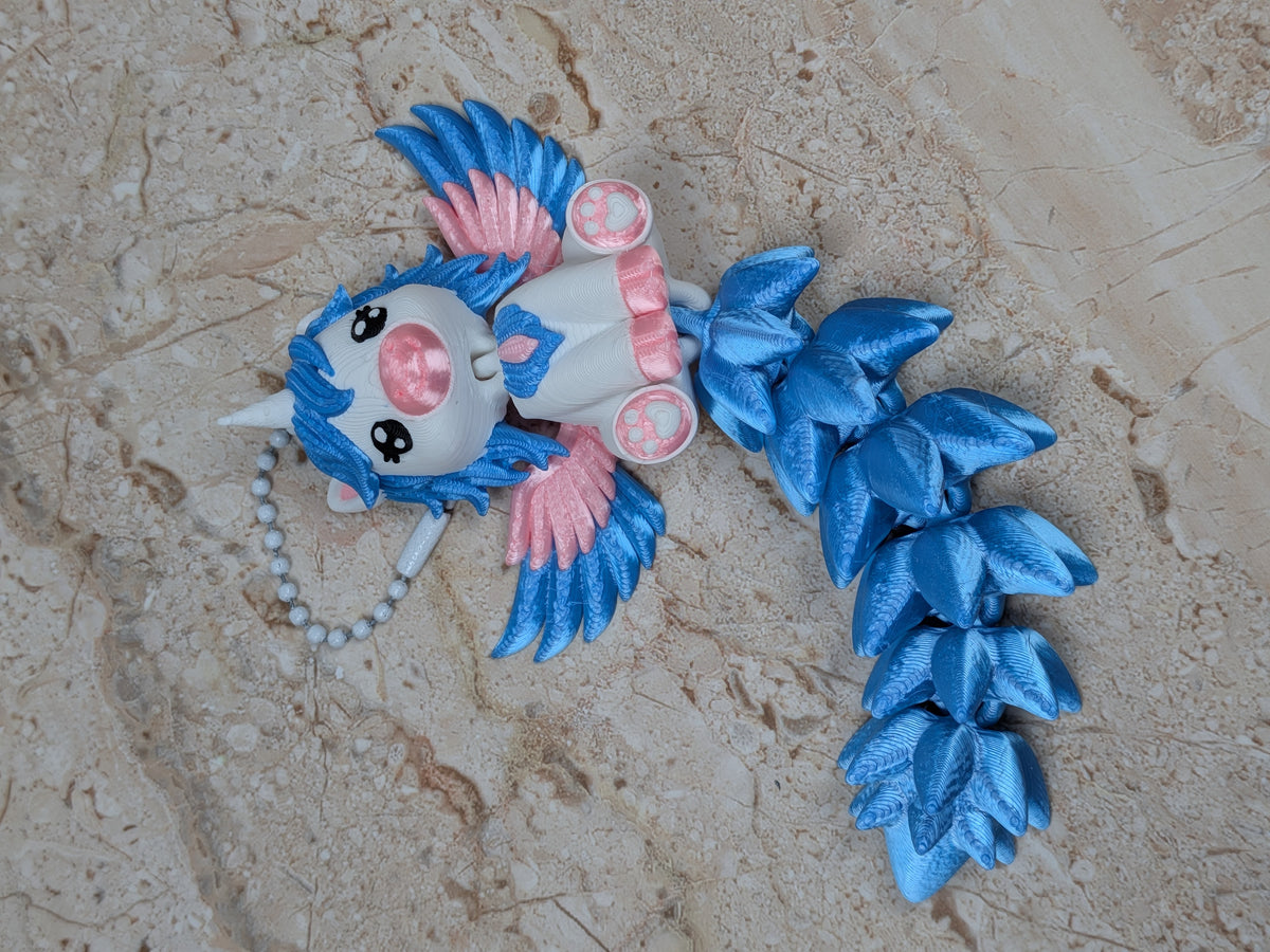 Flexi Alicorn Keychain Buddy 3D Printed Winged Unicorn Pegasus Fidget Backpack Charm