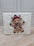Highland Cow Snow Angel 3D Printed Plaque 5"x4" Winter Christmas Desk Decor with Stand