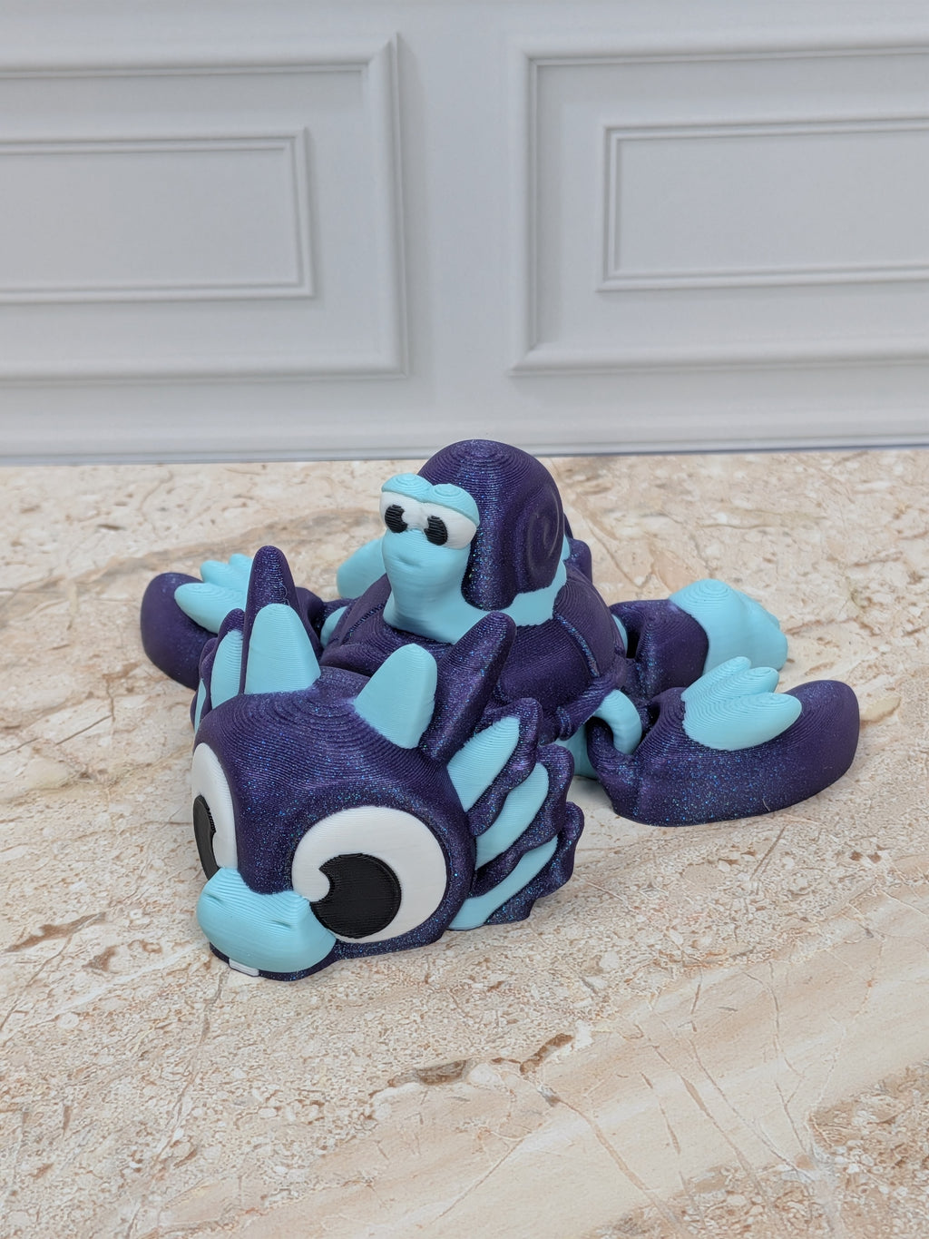 Sparkle Axolotl Turtle & Snail Flexi Figurines 3D Printed Articulated Desk Pet Set