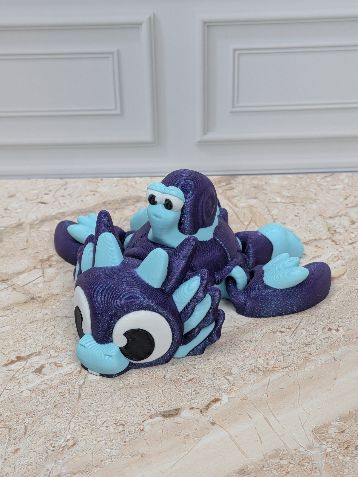 Sparkle Axolotl Turtle & Snail Flexi Figurines 3D Printed Articulated Desk Pet Set