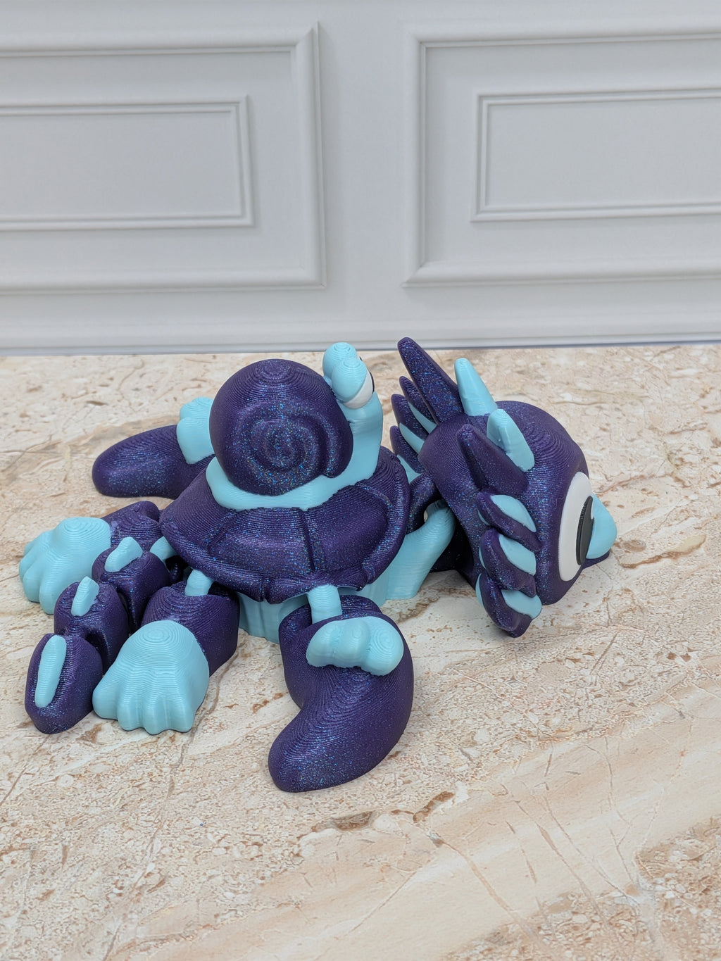 Sparkle Axolotl Turtle & Snail Flexi Figurines 3D Printed Articulated Desk Pet Set