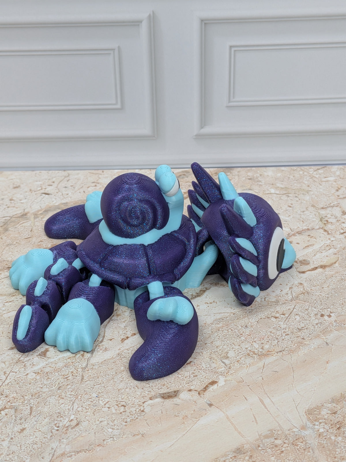 Sparkle Axolotl Turtle & Snail Flexi Figurines 3D Printed Articulated Desk Pet Set