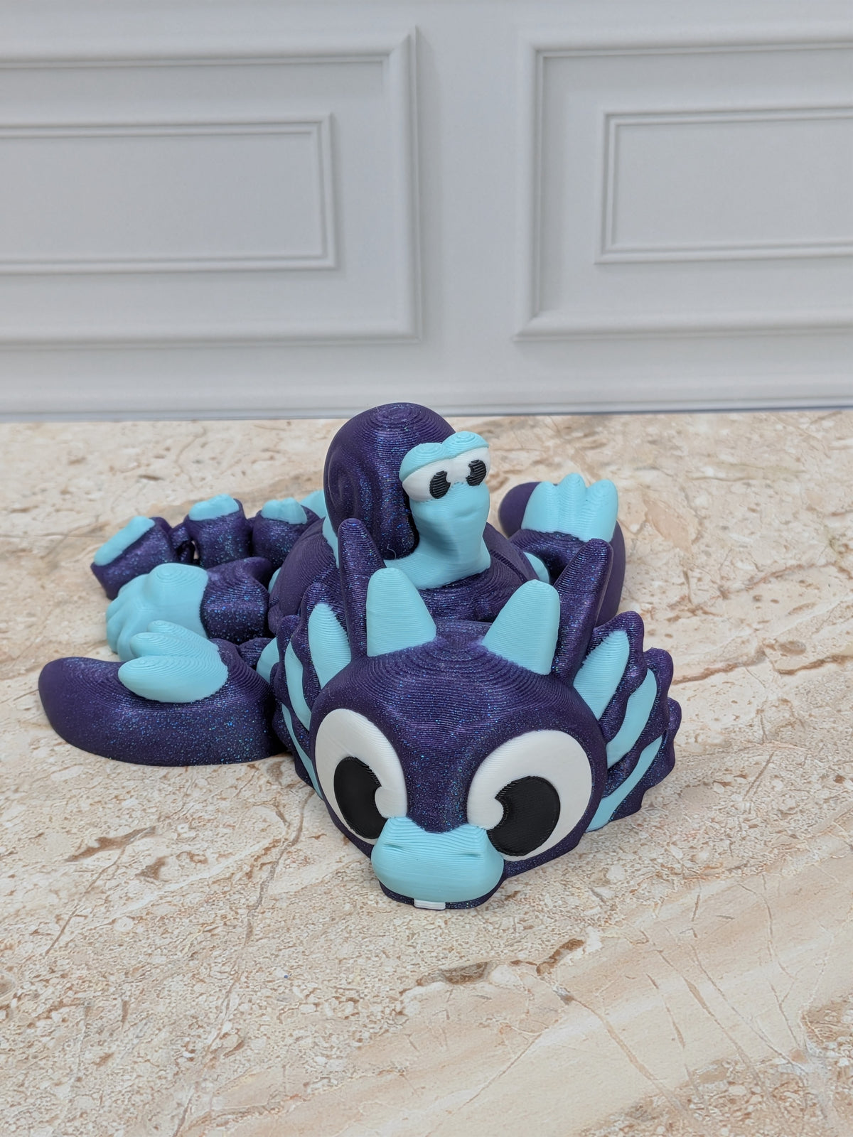 Sparkle Axolotl Turtle & Snail Flexi Figurines 3D Printed Articulated Desk Pet Set