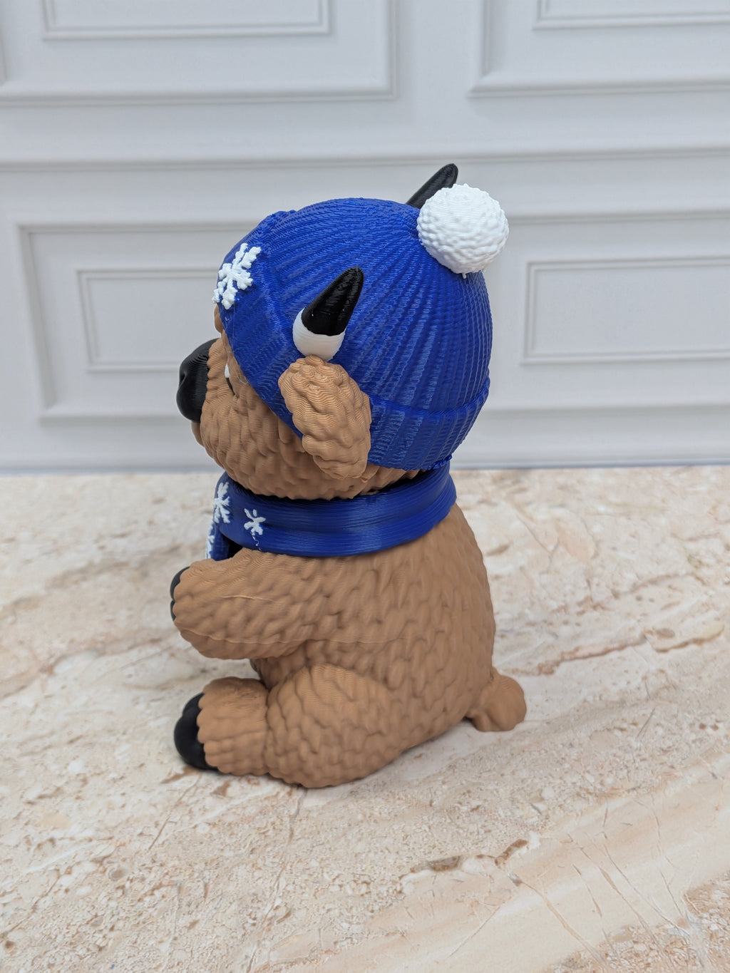 4" Winter Highland Cow Figurine 3D Printed Snowflake Beanie Scarf Christmas Desk Decor