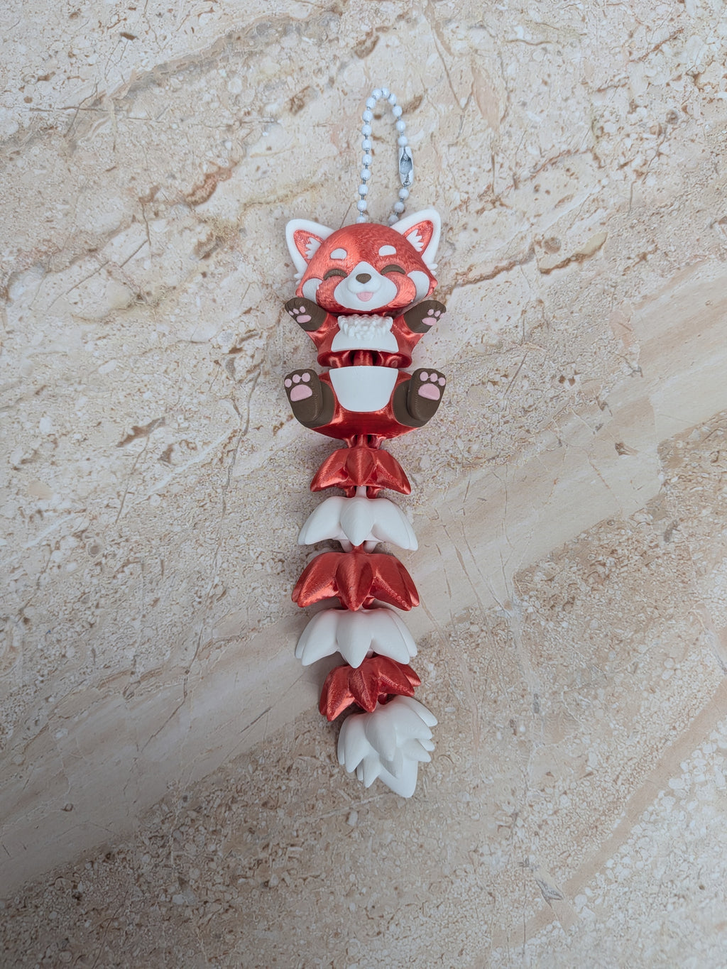 5 Inch Fluffy Tail Red Panda Keychain Articulated Cute Fidget Buddy Set