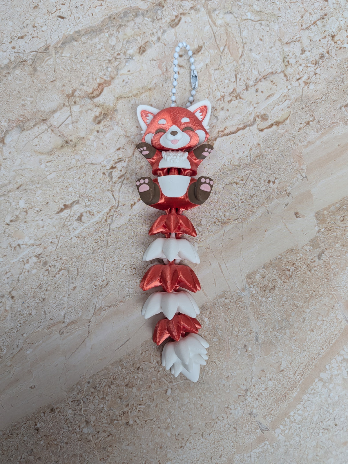 5 Inch Fluffy Tail Red Panda Keychain Articulated Cute Fidget Buddy Set