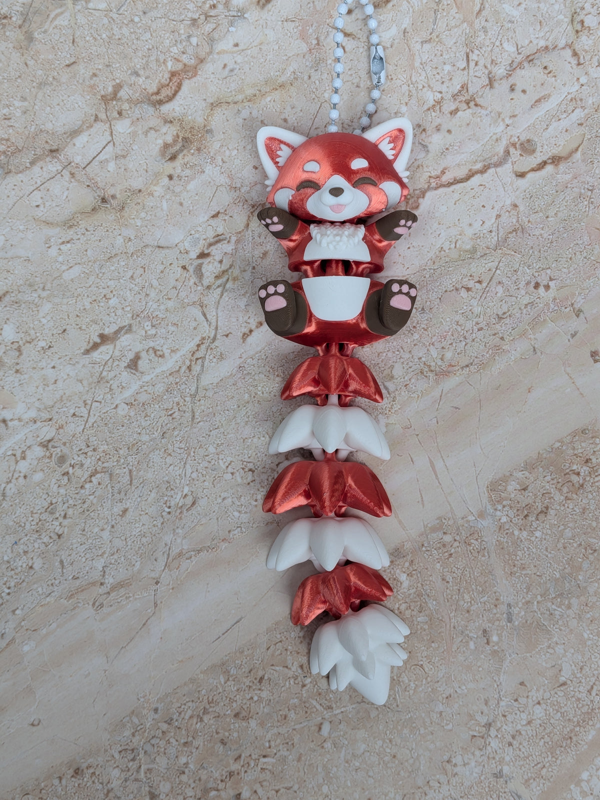5 Inch Fluffy Tail Red Panda Keychain Articulated Cute Fidget Buddy Set
