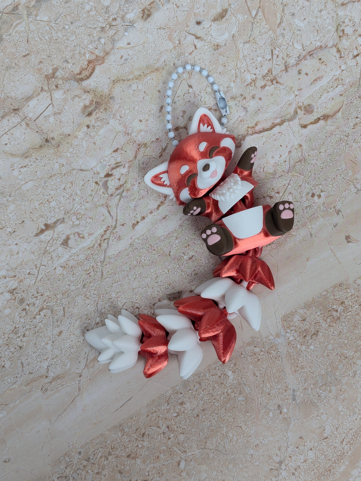 5 Inch Fluffy Tail Red Panda Keychain Articulated Cute Fidget Buddy Set