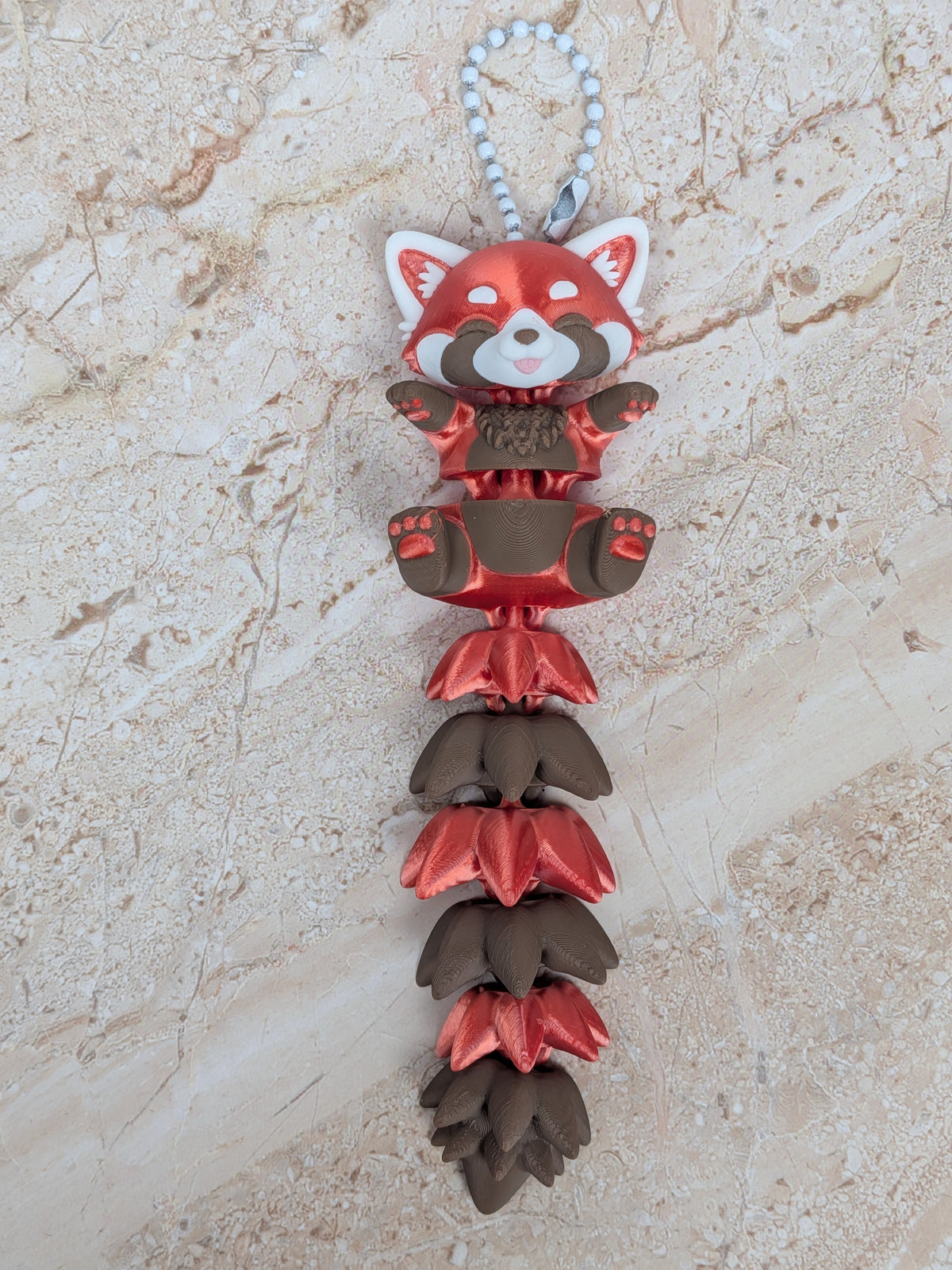5 Inch Fluffy Tail Red Panda Keychain Articulated Cute Fidget Buddy Set