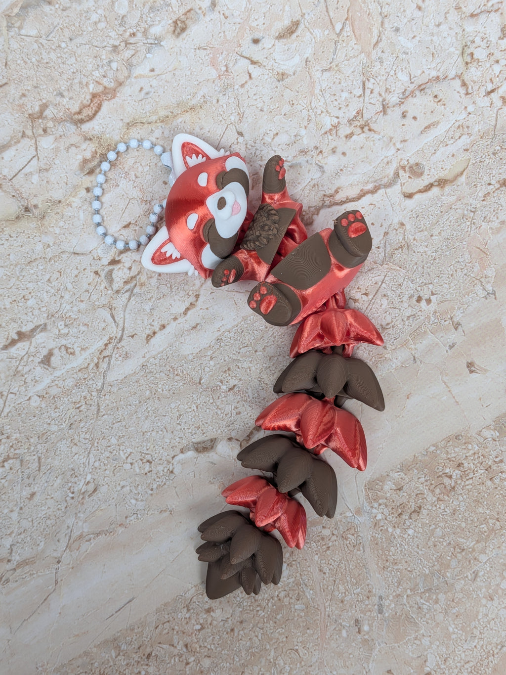 5 Inch Fluffy Tail Red Panda Keychain Articulated Cute Fidget Buddy Set