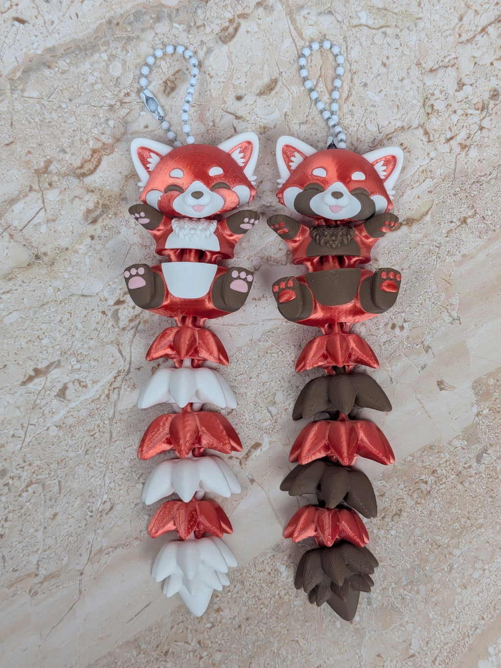 5 Inch Fluffy Tail Red Panda Keychain Articulated Cute Fidget Buddy Set
