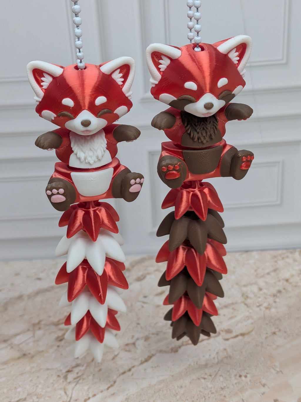 5 Inch Fluffy Tail Red Panda Keychain Articulated Cute Fidget Buddy Set