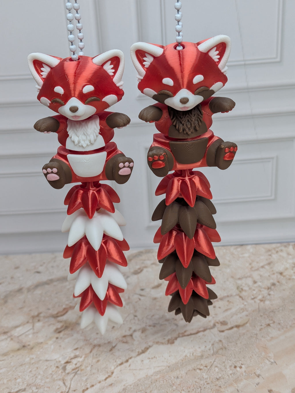 5 Inch Fluffy Tail Red Panda Keychain Articulated Cute Fidget Buddy Set