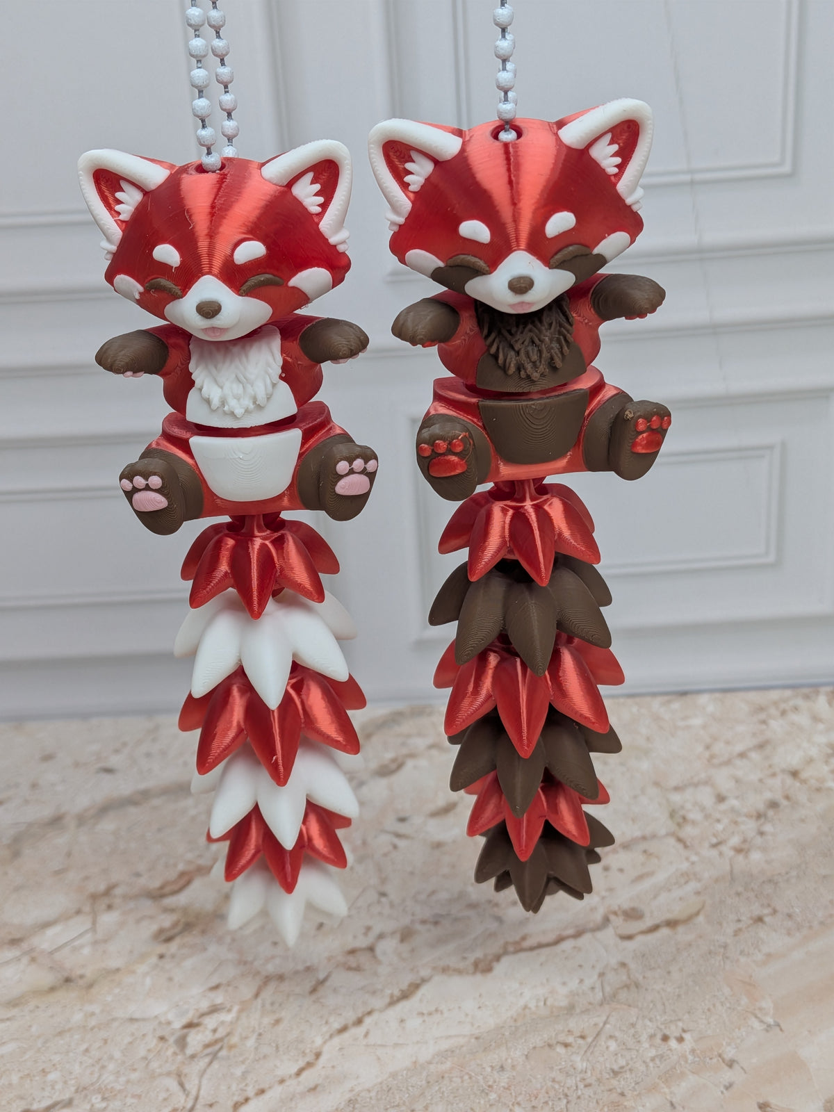 5 Inch Fluffy Tail Red Panda Keychain Articulated Cute Fidget Buddy Set