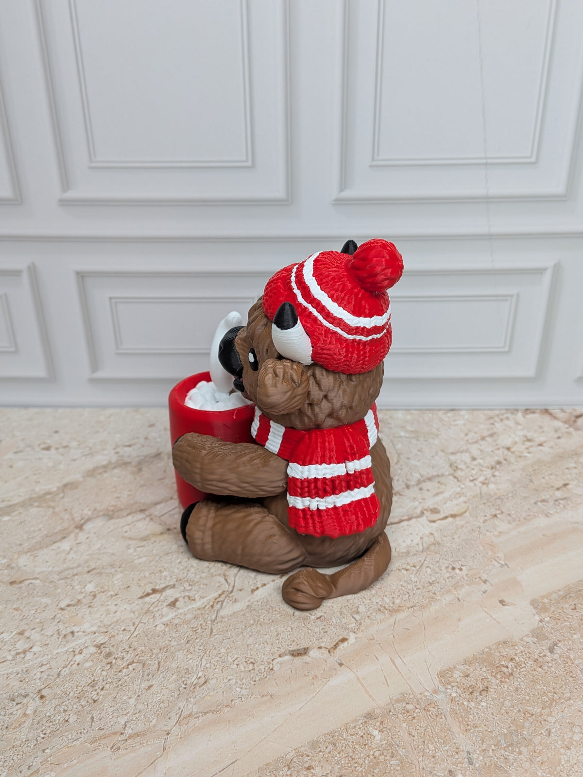 4" Hot Cocoa Highland Cow Figurine 3D Printed Winter Mug Christmas Tiered Tray Decor