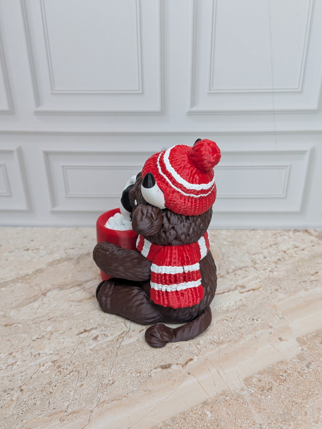 4" Hot Cocoa Highland Cow Figurine 3D Printed Winter Mug Christmas Tiered Tray Decor