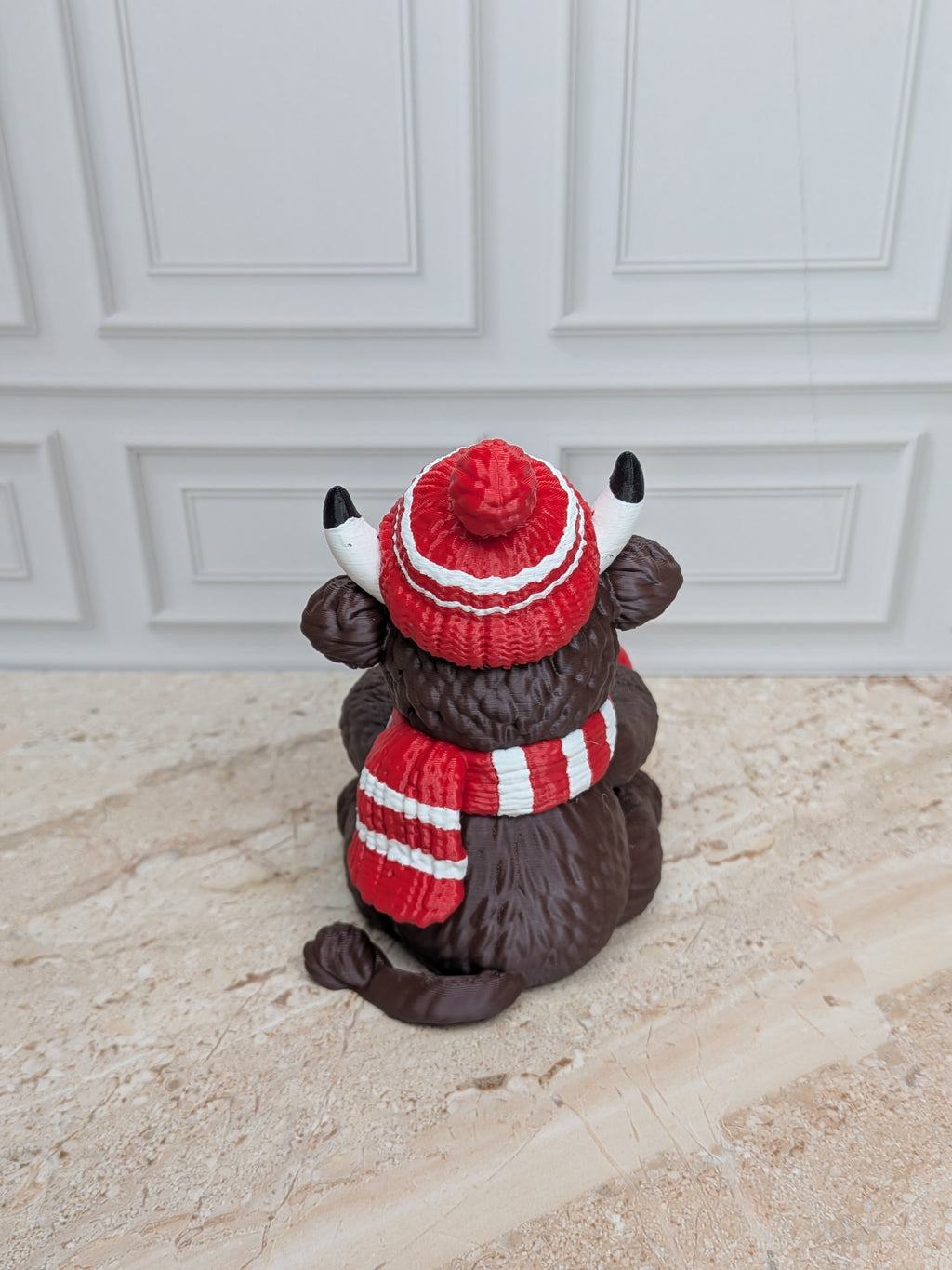 4" Hot Cocoa Highland Cow Figurine 3D Printed Winter Mug Christmas Tiered Tray Decor