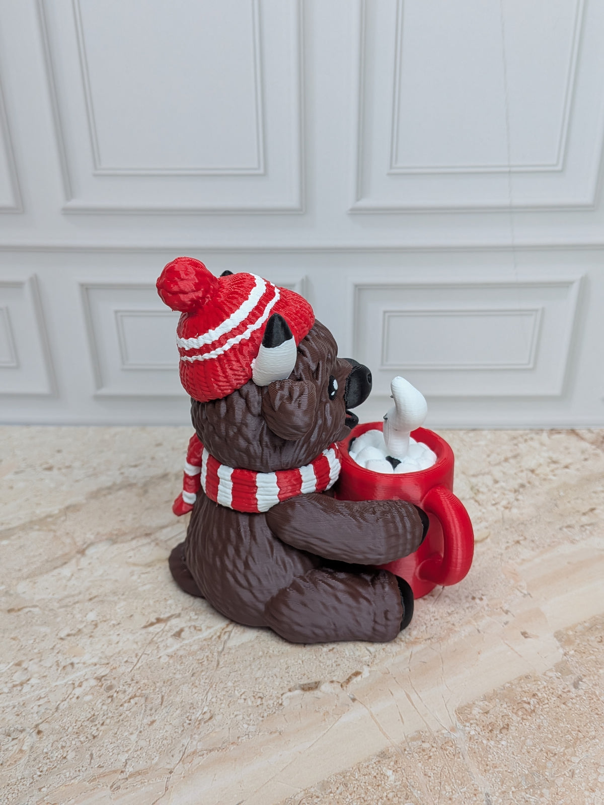 4" Hot Cocoa Highland Cow Figurine 3D Printed Winter Mug Christmas Tiered Tray Decor