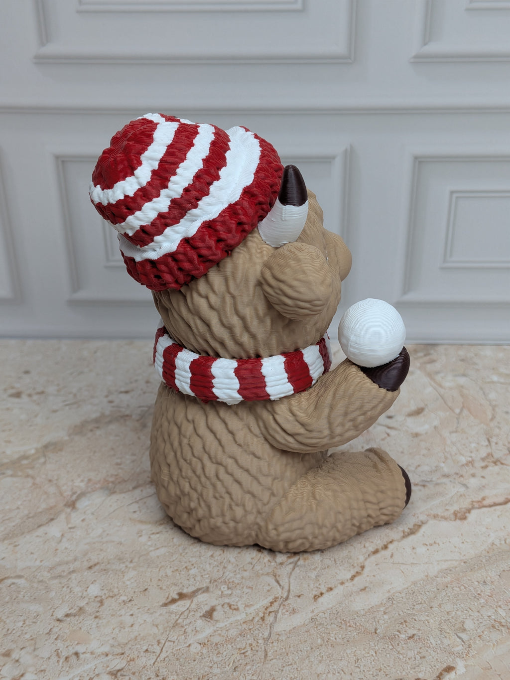 4" Snowball Highland Cow Figurine 3D Printed Winter Fight Christmas Tiered Tray Decor
