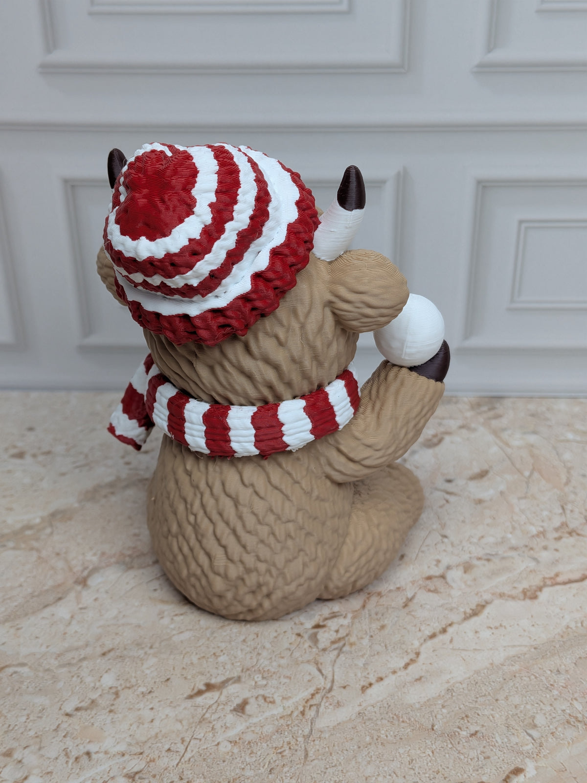 4" Snowball Highland Cow Figurine 3D Printed Winter Fight Christmas Tiered Tray Decor
