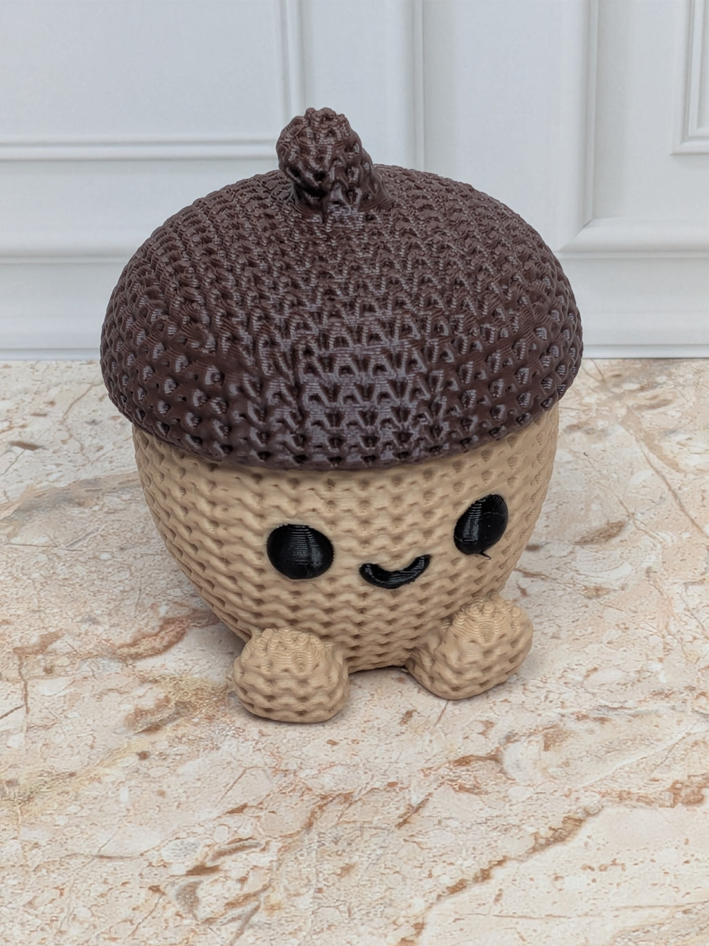 2.3" Faux Crochet Acorn Figurine 3D Printed Knit Autumn Desk Pet Fall Tiered Tray Decor