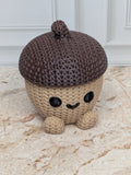 2.3" Faux Crochet Acorn Figurine 3D Printed Knit Autumn Desk Pet Fall Tiered Tray Decor