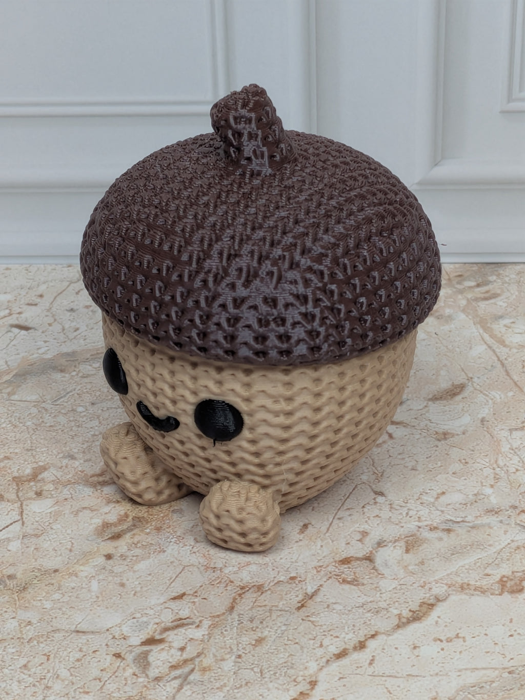 2.3" Faux Crochet Acorn Figurine 3D Printed Knit Autumn Desk Pet Fall Tiered Tray Decor