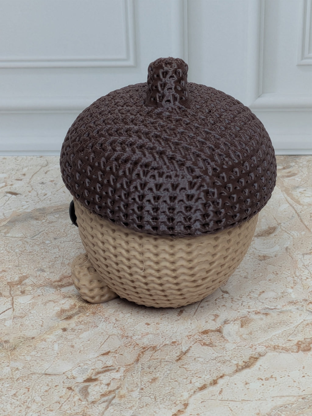 2.3" Faux Crochet Acorn Figurine 3D Printed Knit Autumn Desk Pet Fall Tiered Tray Decor