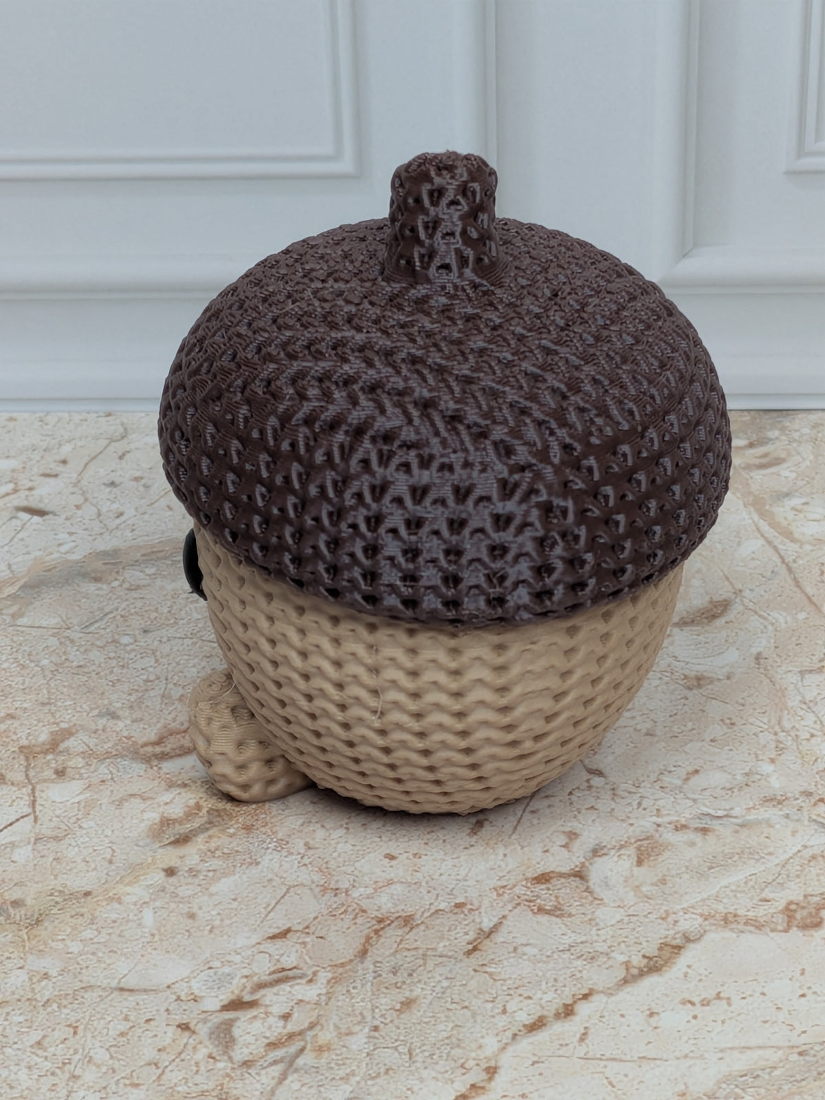 2.3" Faux Crochet Acorn Figurine 3D Printed Knit Autumn Desk Pet Fall Tiered Tray Decor