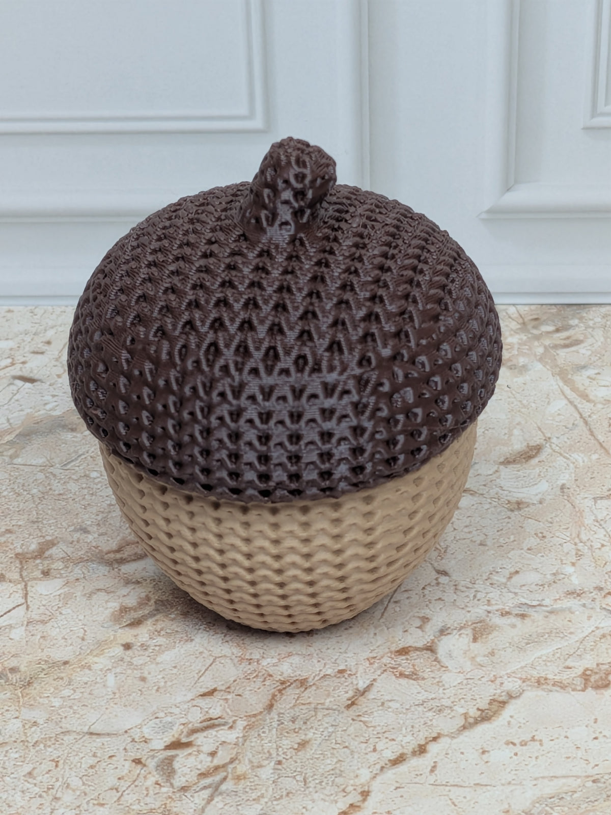 2.3" Faux Crochet Acorn Figurine 3D Printed Knit Autumn Desk Pet Fall Tiered Tray Decor