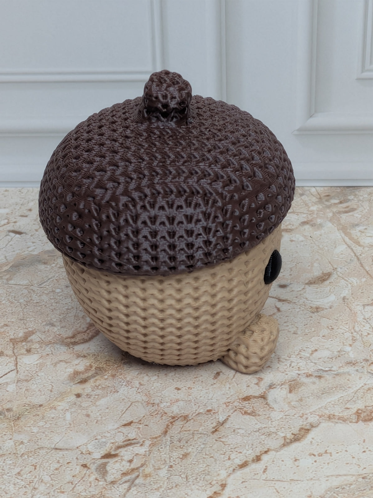 2.3" Faux Crochet Acorn Figurine 3D Printed Knit Autumn Desk Pet Fall Tiered Tray Decor