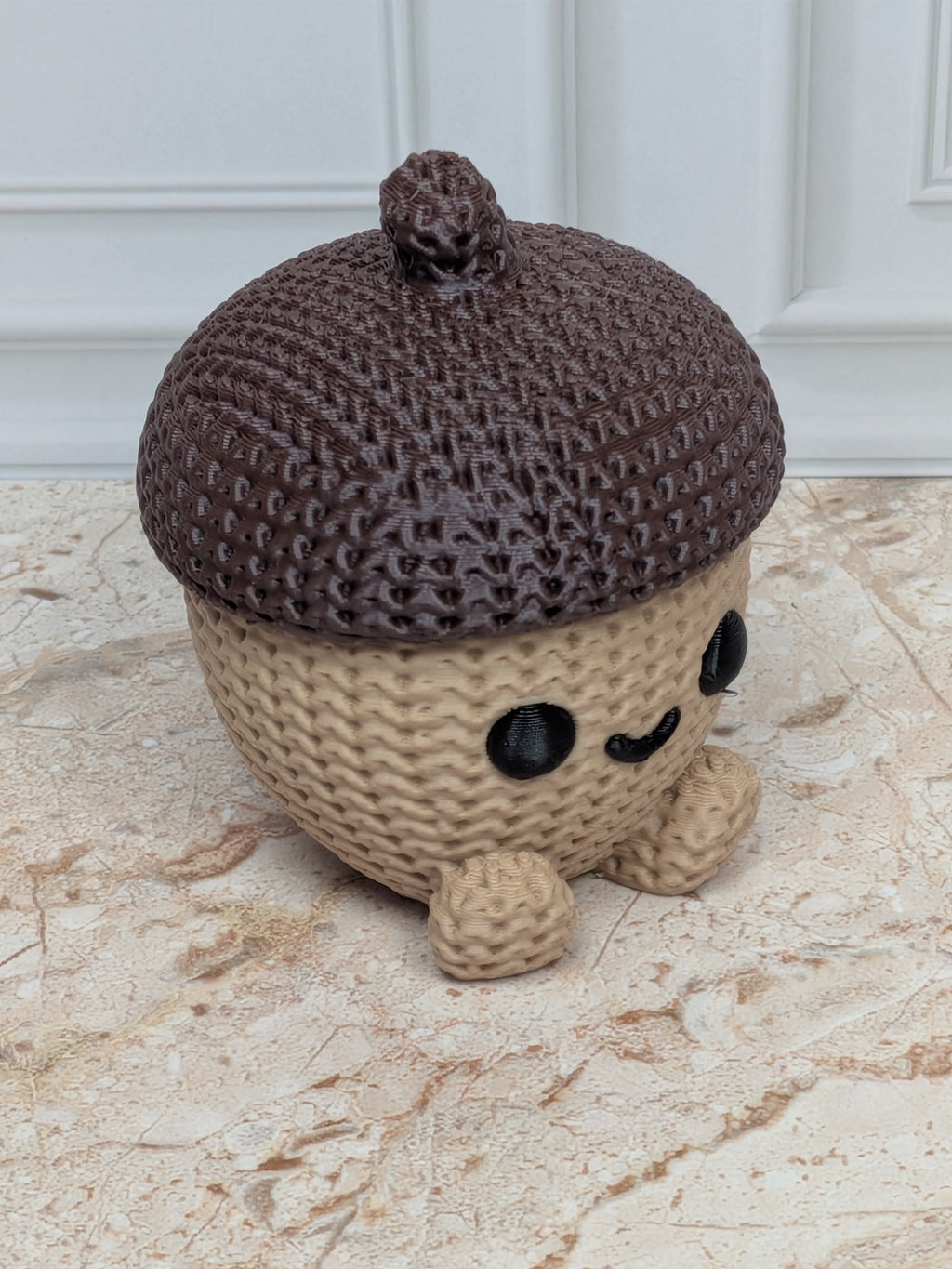 2.3" Faux Crochet Acorn Figurine 3D Printed Knit Autumn Desk Pet Fall Tiered Tray Decor