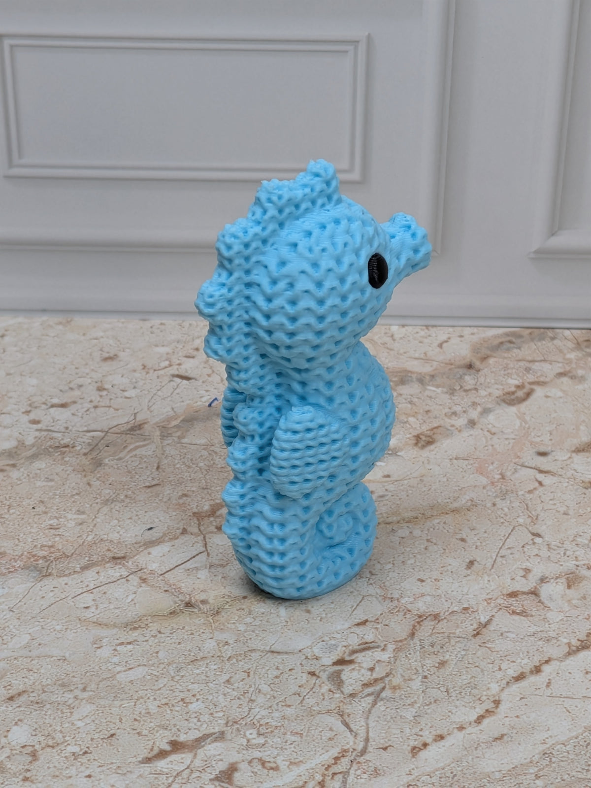 2.5" Faux Crochet Seahorse Figurine 3D Printed Knit Ocean Animal Desk Pet Coastal Decor