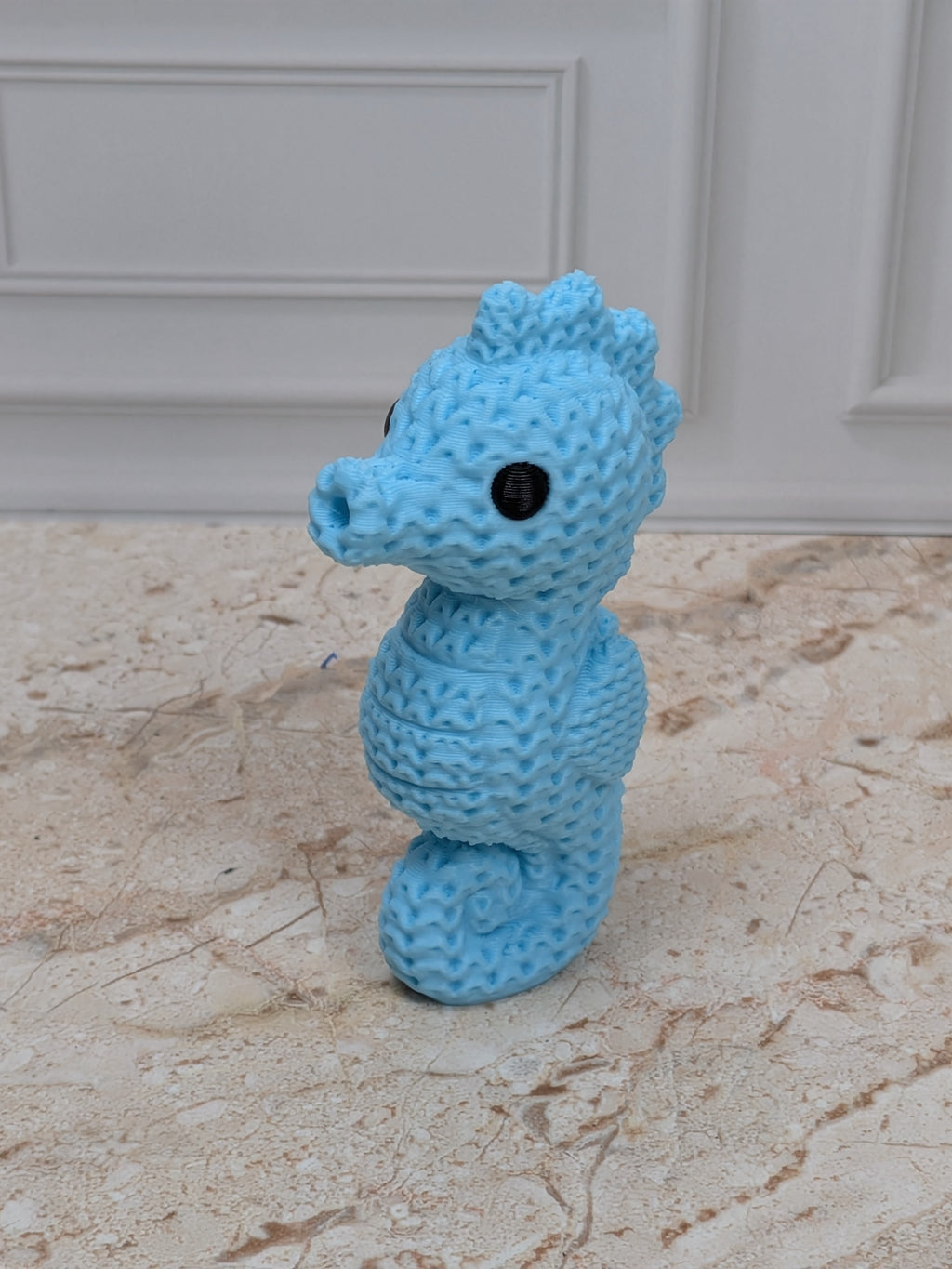 2.5" Faux Crochet Seahorse Figurine 3D Printed Knit Ocean Animal Desk Pet Coastal Decor