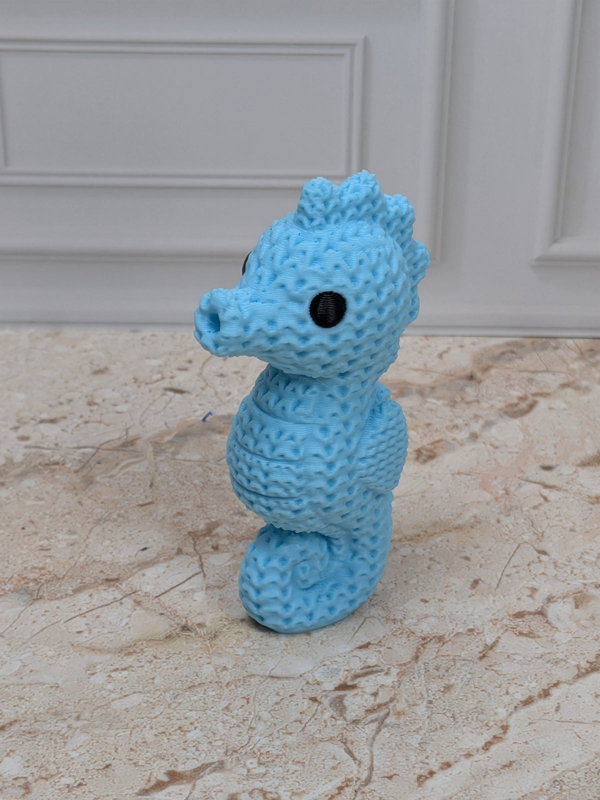 2.5" Faux Crochet Seahorse Figurine 3D Printed Knit Ocean Animal Desk Pet Coastal Decor