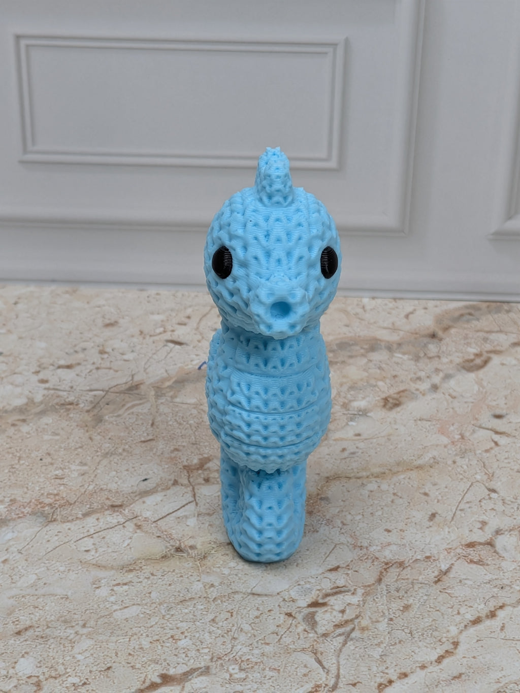 2.5" Faux Crochet Seahorse Figurine 3D Printed Knit Ocean Animal Desk Pet Coastal Decor