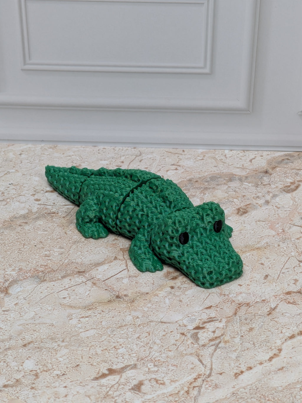 3" Faux Crochet Flexi Crocodile 3D Printed Articulated Alligator Desk Pet Toy