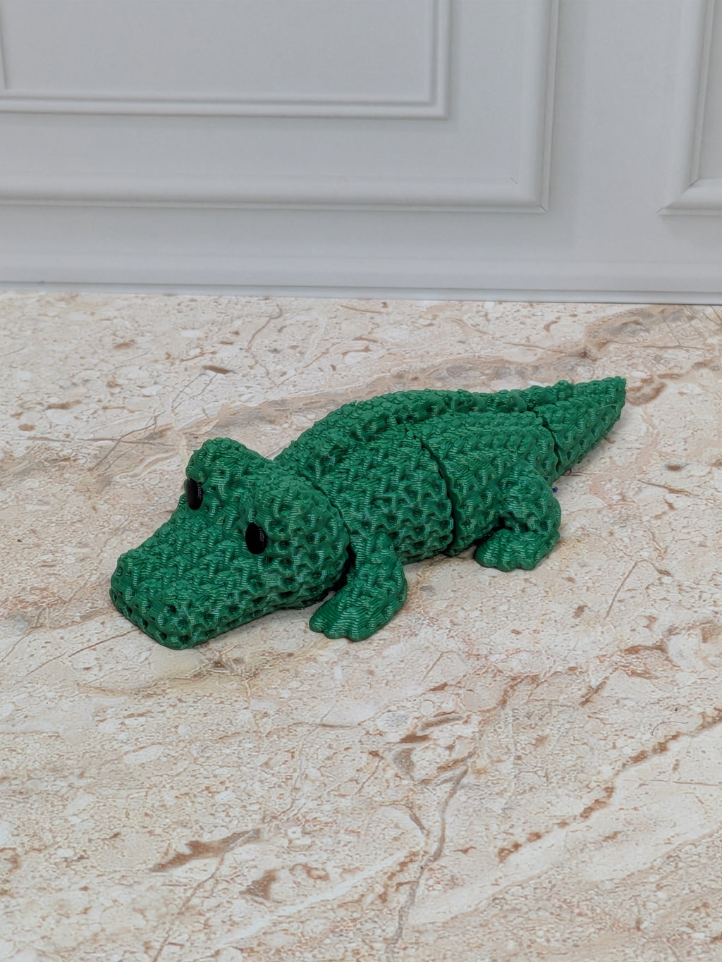 3" Faux Crochet Flexi Crocodile 3D Printed Articulated Alligator Desk Pet Toy