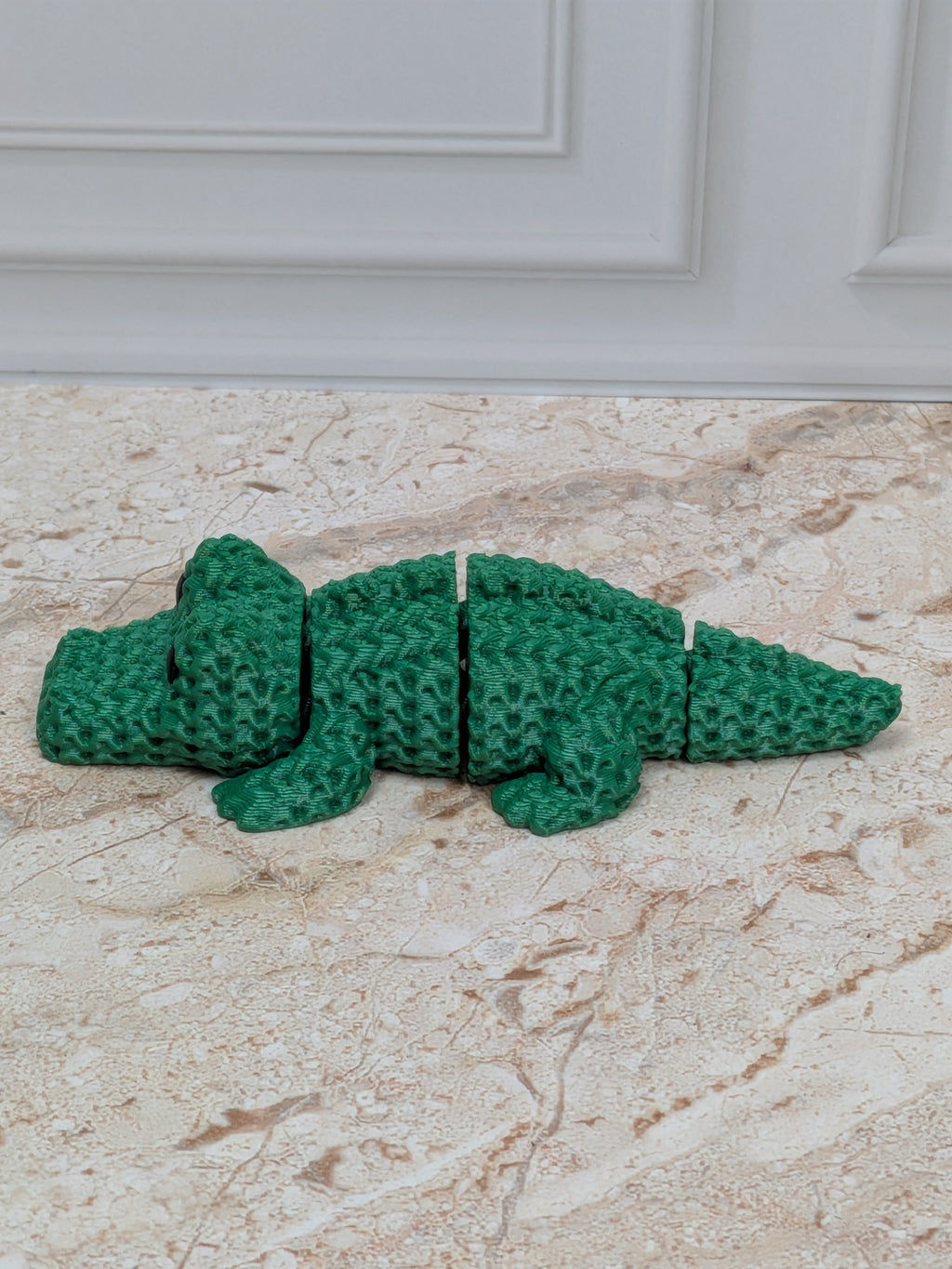 3" Faux Crochet Flexi Crocodile 3D Printed Articulated Alligator Desk Pet Toy