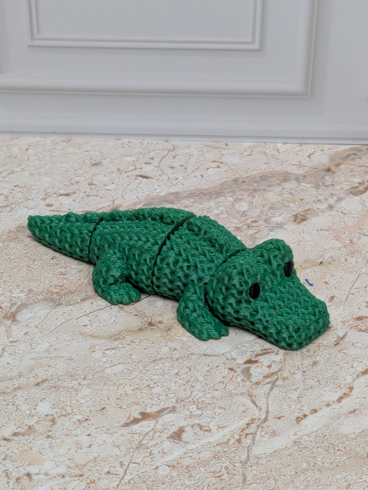 3" Faux Crochet Flexi Crocodile 3D Printed Articulated Alligator Desk Pet Toy