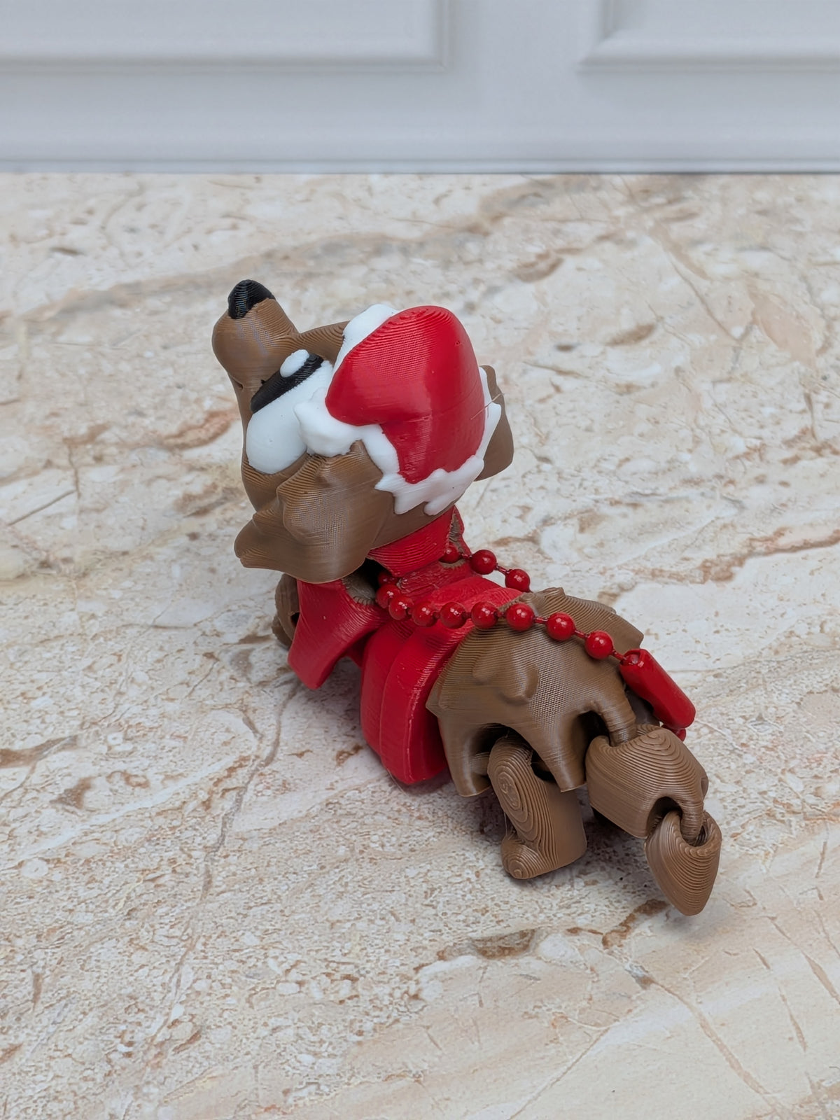 Flexi Santa Dachshund Keychain Buddy 3D Printed Articulated Weiner Dog Holiday Desk Pet