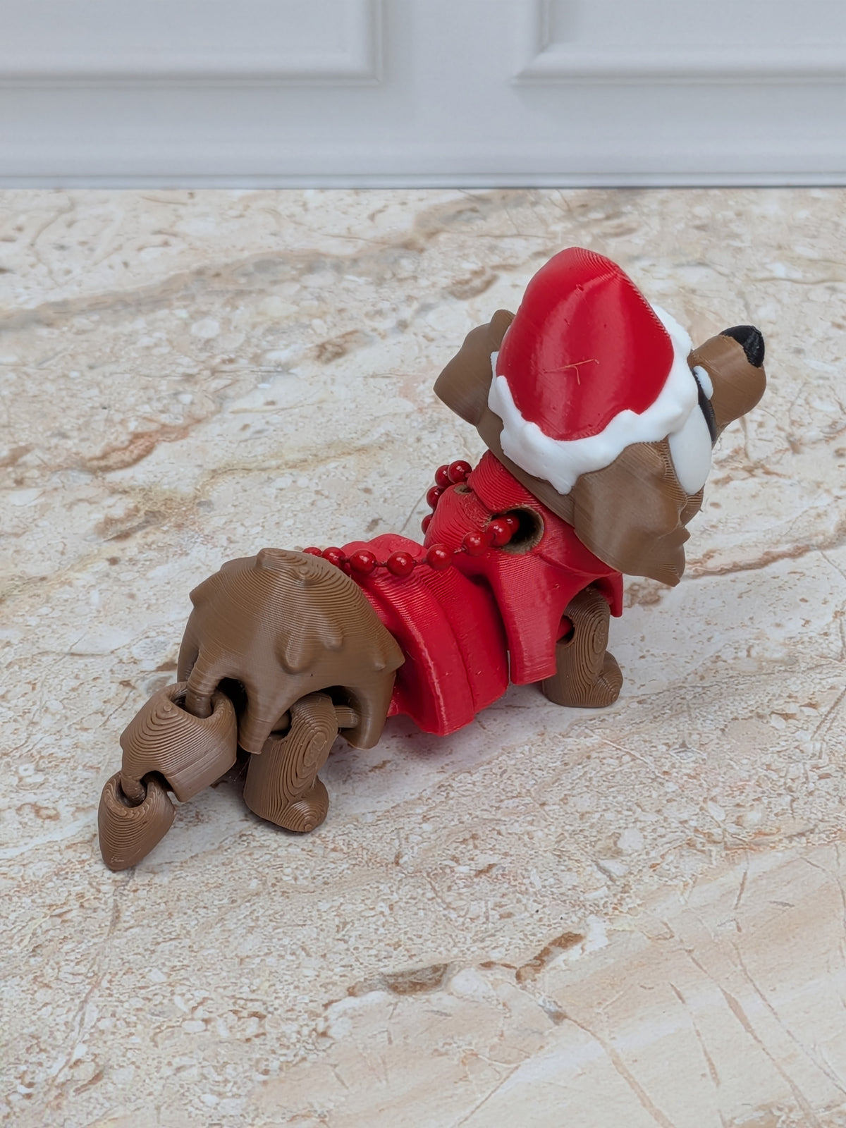 Flexi Santa Dachshund Keychain Buddy 3D Printed Articulated Weiner Dog Holiday Desk Pet
