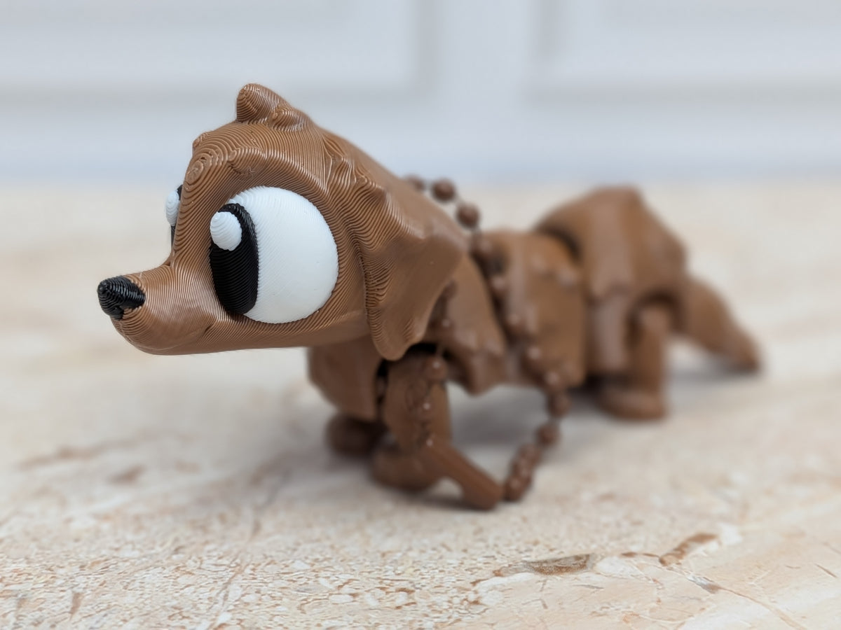 Flexi Dachshund Keychain Buddy 3D Printed Articulated Weiner Dog Desk Pet Bag Charm